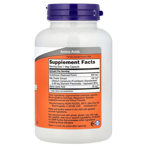 NOW Foods, глутатион, 500 мг, 120 растительных капсул