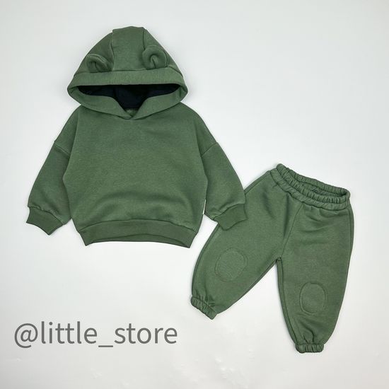 Комплект из футера с начесом "Медвежонок" хаки