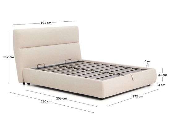 Кровать Dafra бежевого цвета из шенилла с ящиком для хранения 160 х 200 см