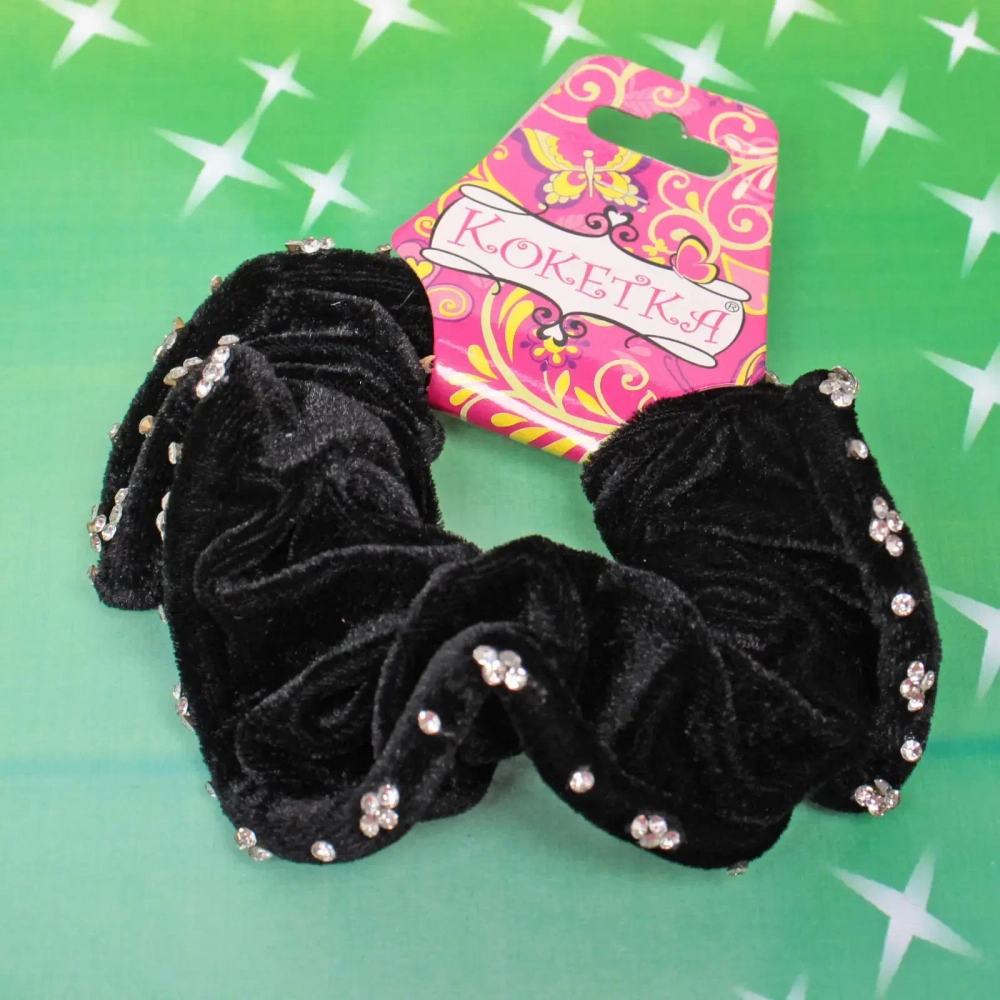 Резинка для волос 1шт «Кокетка - Your Radiance», цвет черный, узоры из страз, d-12см ●