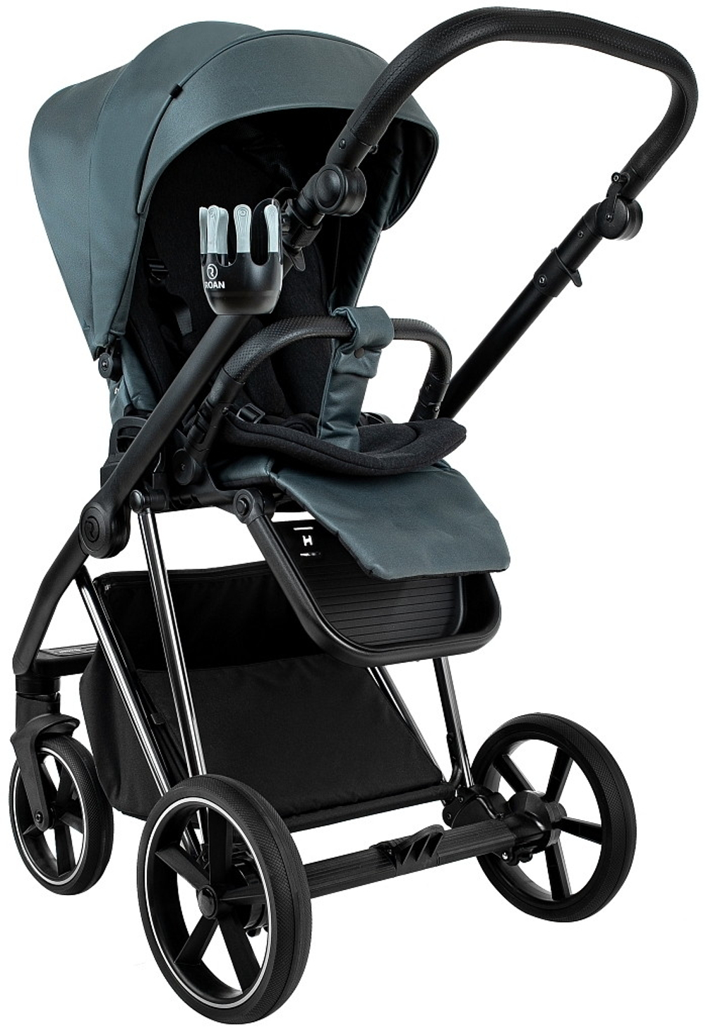 Детская коляска Roan Sol Vintage Luxury Leather 2.0 3 в 1 с автокреслом Tutis Elo Lux EduSky Black VEGA79DB Atlantic Deep/Nickel/руч.Black