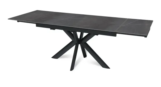 Стол "СТРОНГ" 140-220, керамика Armani Grey матовая, опоры черный муар