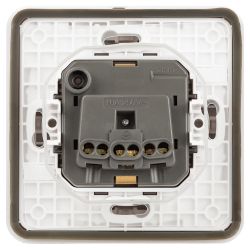 Розетка ЭРА Эксперт 11-2522-01 с заземлением с крышкой 2P+E IP55 шторки 16A-250В СУ белый