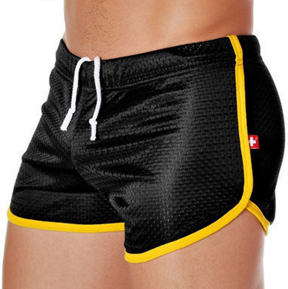 Мужские спортивные шорты Andrew Christian Retro Sports Mesh Gym Shorts Black Gold AC11