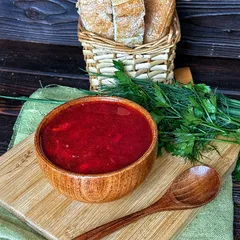 Борщ без мяса с фасолью (постный) / 320 мл Борщ без мяса с фасолью (постный) / 320 мл