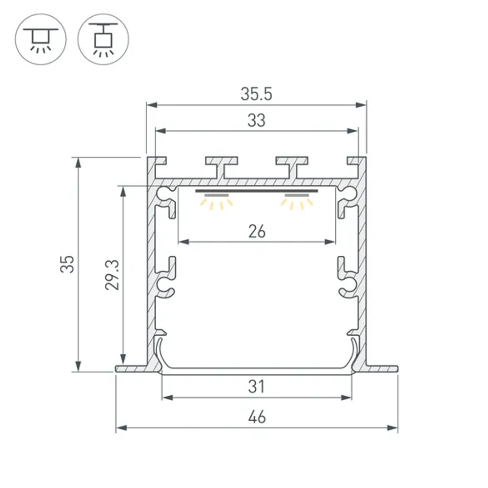 Профиль LINIA49-F-M-2500 WHITE (Arlight, Алюминий) 059365