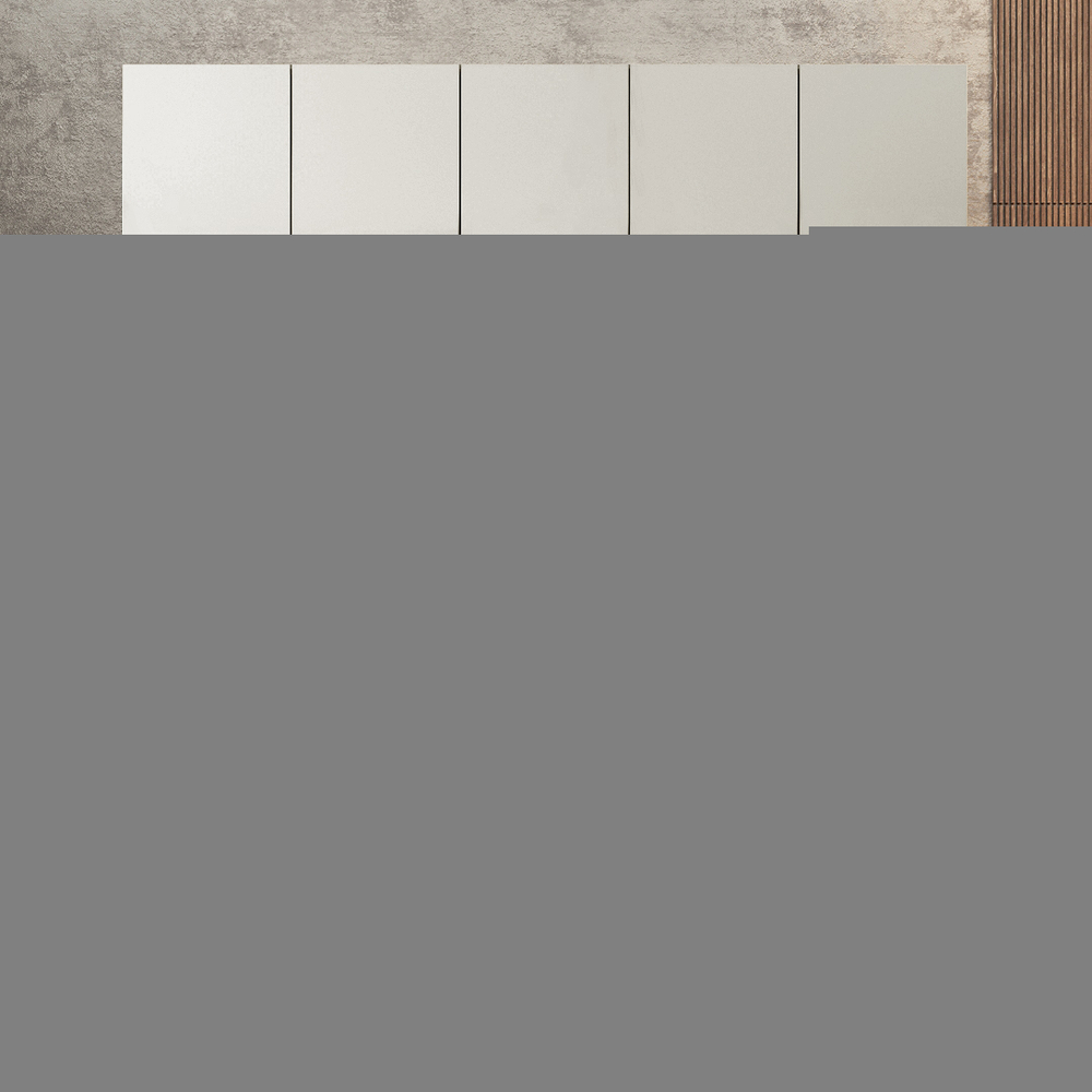 Шкаф Агератум МДФ четырехсекционный с антресолью и стеллажом Лайн флай (0,27) А10029 матовая - Орех Экко 9459  220*50*240