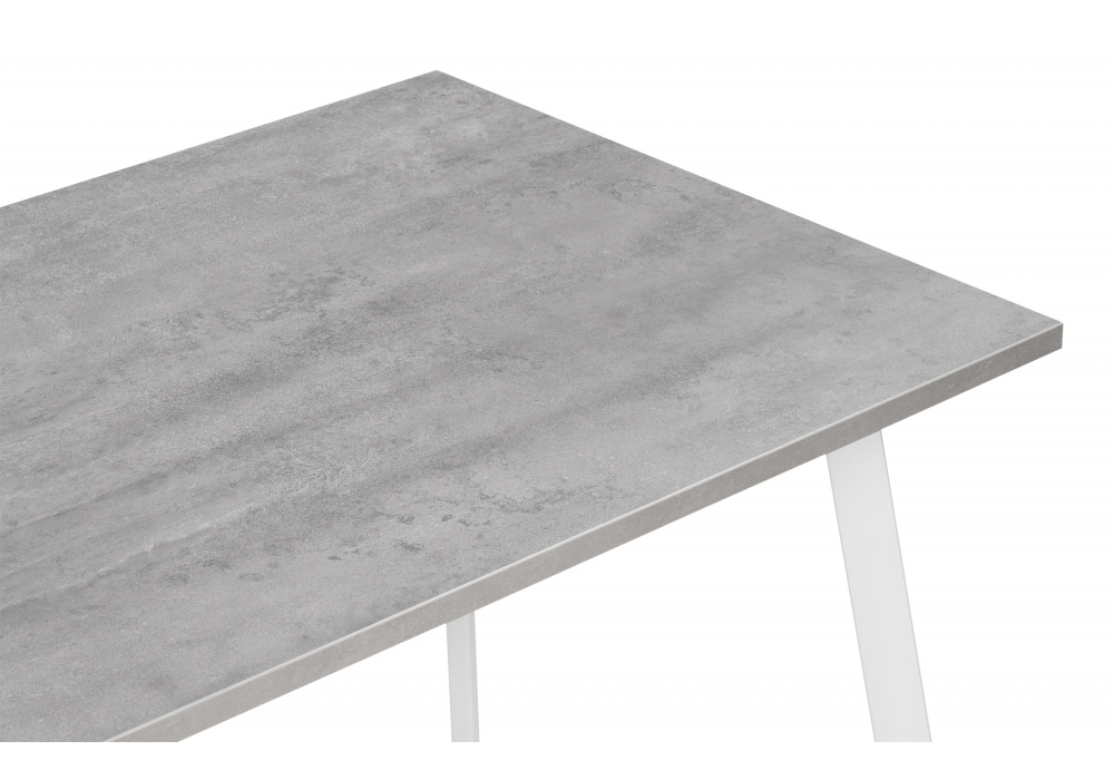 Стол деревянный Woodville Тринити Лофт 120х80х75 25 мм бетон, белый матовый, ножки белые