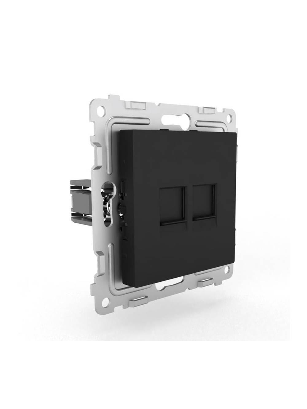 Розетка компьютерная 2-м СП Pixel RJ45 кат.5E механизм карбон TOKOV ELECTRIC TKE-PX-RC2-C14