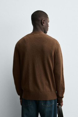 ZARA КАРДИГАН ИЗ ХЛОПКА И КАШЕМИРА, КАРАМЕЛЬНЫЙ