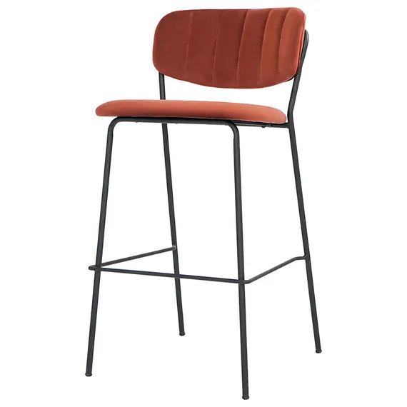 Барный стул Eirill, 71 см, кирпичный велюр с черными ножками