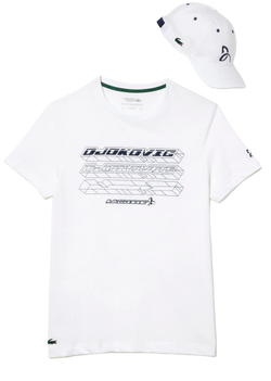 Футболка мужская теннисная Lacoste Men’s Lacoste Tennis x Novak Djokovic Regular Fit T-shirt and Cap Pack - white