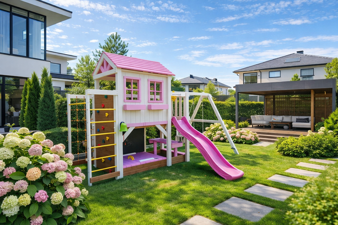 Детский домик с качелями "Прованс - спорт плюс"