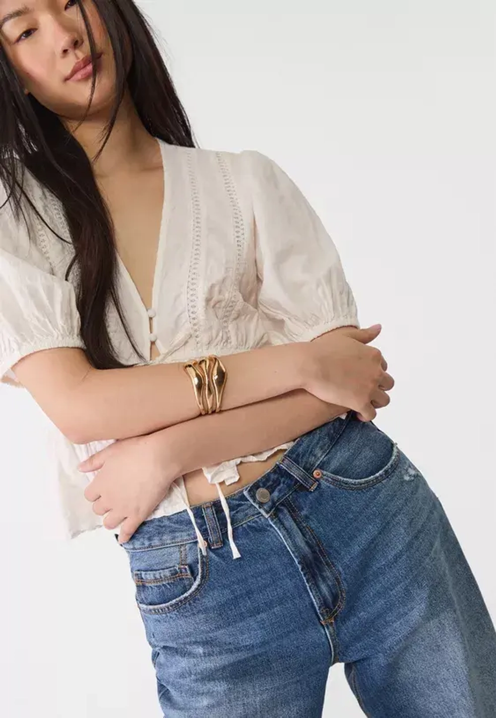 STRADIVARIUS Рельефный браслет, золотой