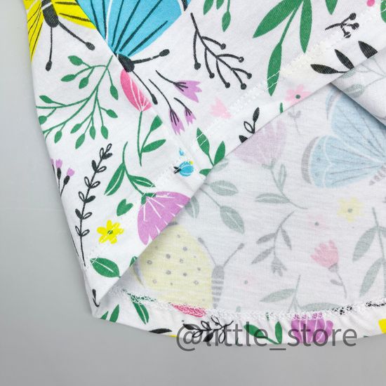 Футболка хлопковая "Бабочки в саду" белая с бабочками