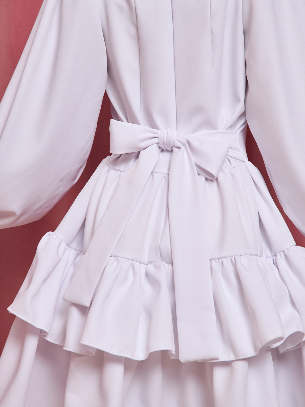 Платье праздничное ярусное с воланами для девочки белое