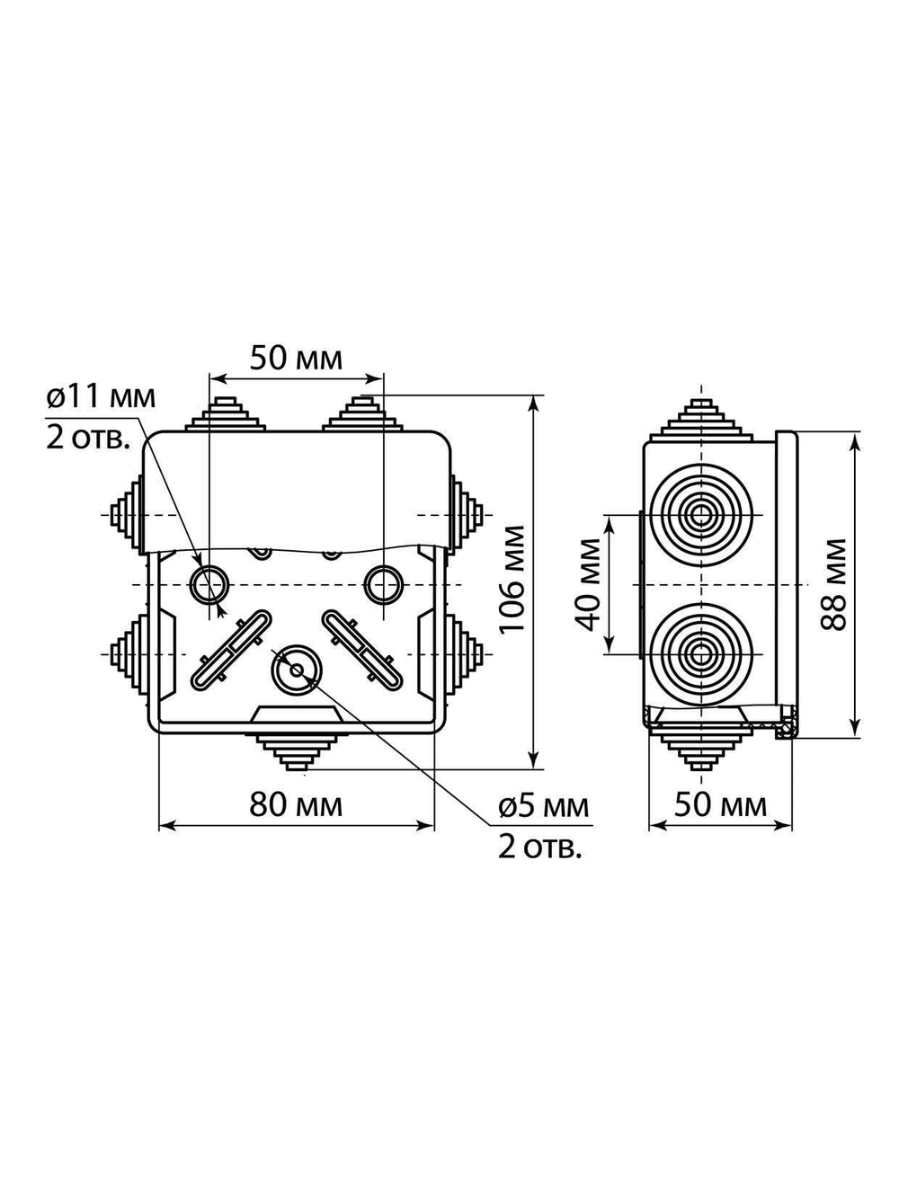 Распределительная коробка IP 54 80х80