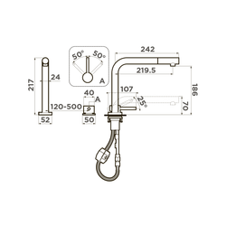 Смеситель для кухни  Omoikiri Nara-S-C латунь/хром