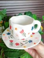 Керамическая кружка с блюдцем чайная пара