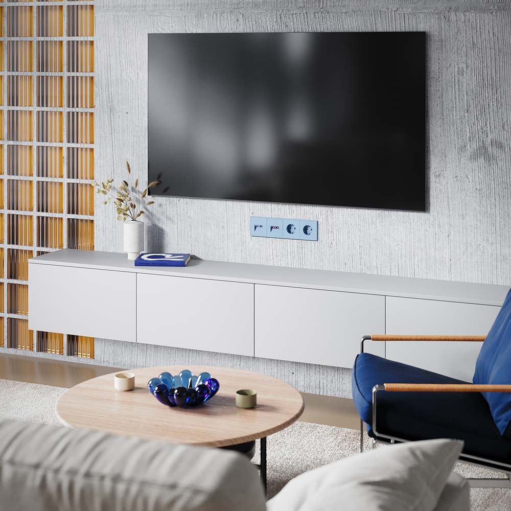 Накладка для розетки TV+RJ45 кат. 6, (деним) Voltum S70 VLS002715