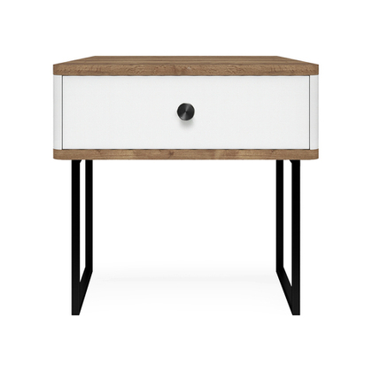 Тумба прикроватная на ножках ROYAL 5301 эко (Дуб Веллингтон-Черный-р.черная)