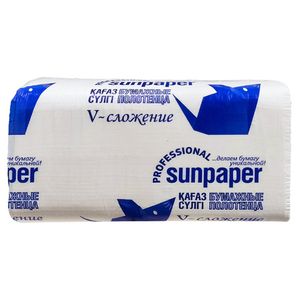 Полотенца для диспенсеров Sunpaper V-сложение Premium 2-ух слойные белые  200 л/пач 20 пач/упак