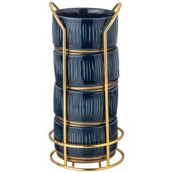 НАБОР САЛАТНИКОВ LEFARD "HERBAL" НА МЕТАЛЛ. ПОДСТАВКЕ 4 ШТ. 9*5 СМ 230 МЛ СИНИЙ (КОР=12НАБ.)