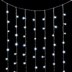 Светодиодный занавес 2*2 м., 400 белых LED ламп, мерцание, облегченный, прозрачный провод ПВХ, LTC (PCL400NOTBLW-10-2W)
