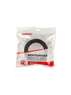 Клейкая лента двусторонняя 5 м х 40 мм REXANT на вспененной ЭВА основе, черная, двухсторонний скотч
