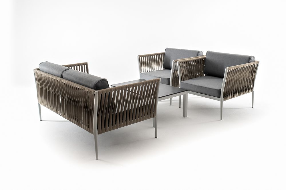 "Касабланка" лаунж-зона плетеная из роупа 4-местная, цвет серый