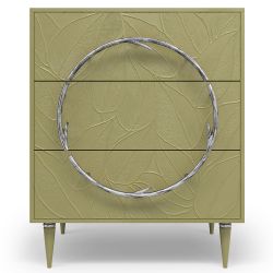 Комод Арт Колор leaves Классик Сильвер с 3 ящиками Зеленая олива