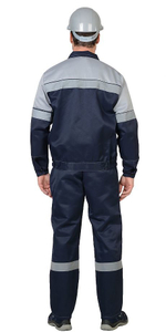 Костюм "ТРУЖЕНИК" куртка, полукомбинезон Синий с серым СОП 50 мм