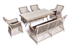 "Катания" обеденная группа плетеная на 6 персон, цвет бежевый