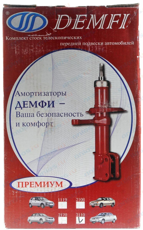 Стойка передняя ВАЗ 2110 правая, левая премиум газомасляная Демфи