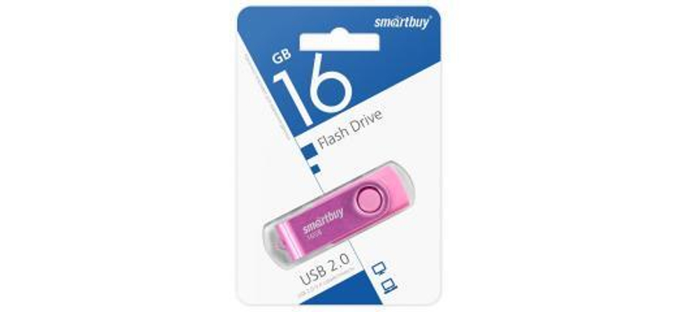 USB Флешка 16GB SmartBuy Twist, USB 2.0, розовая