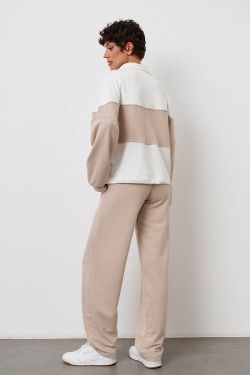 Олимпийка колор-блок бюстье цвета серо-беж/крем