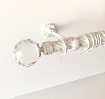 Карниз кованый рифленый для штор Морано d 25 однорядный, цвет белое золото