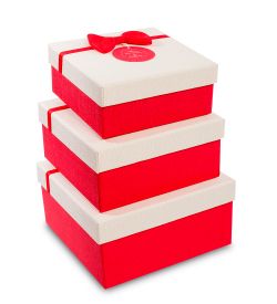 WF-32-B Набор коробок из 3шт «Прямоугольник» цв.красн./бел.