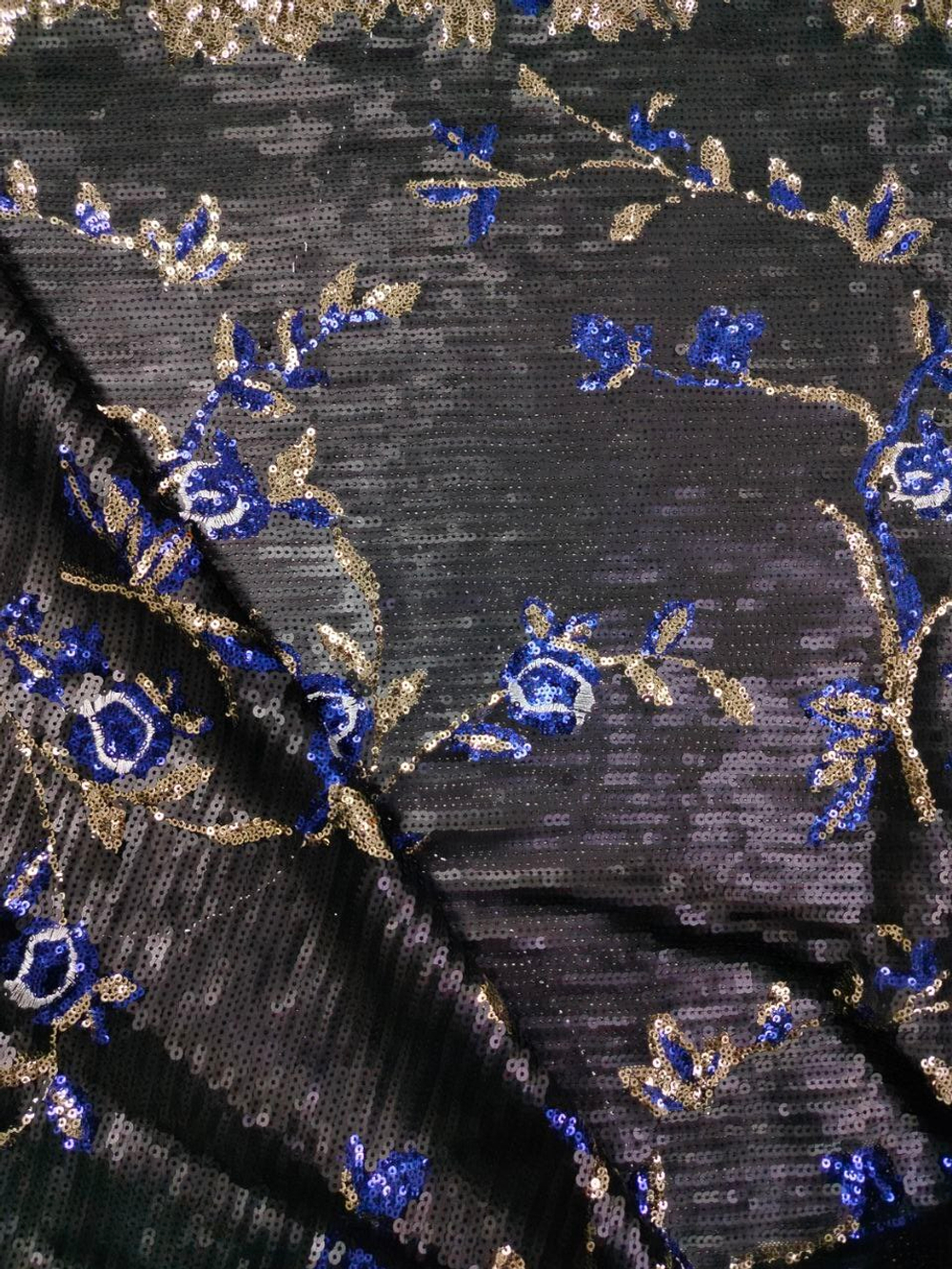 Пайетка на сетке черный купон