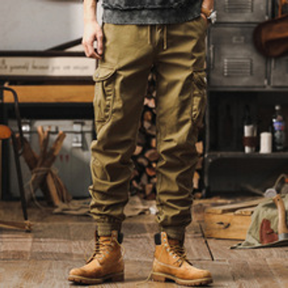 Мужские рабочие брюки в американском ретро-стиле, осенняя коллекция 2025 года, новые свободные повседневные брюки, функциональные тактические джоггеры для активного отдыха.