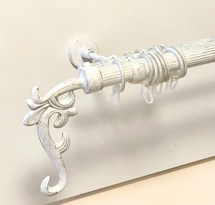 Карниз кованый рифленый для штор Ост Лиана d 25/16 двухрядный, цвет белое золото