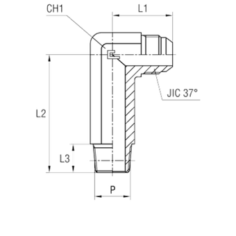 Штуцер FRM90 JIC 9/16 - NPTF 1/4 (удлин.)