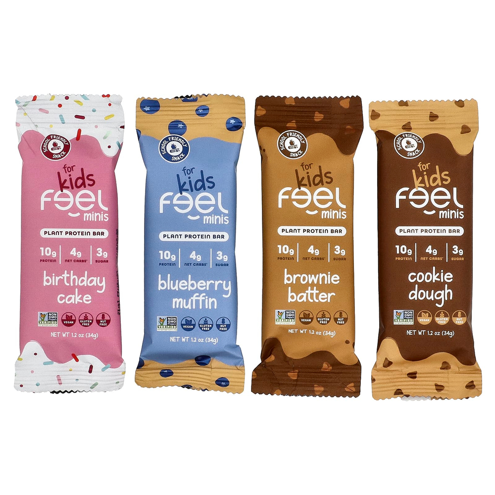 The Feel Bar, Миниатюрные протеиновые батончики для детей, ассорти из 12 батончиков по 34 г (1,2 унции)