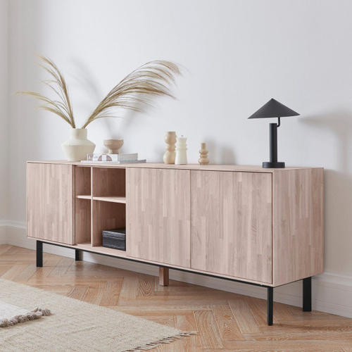 Комод деревянный Виби 200х42х71 см из массива дуба, тумба под телевизор на металлических ножках в стиле лофт