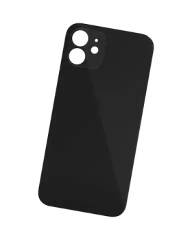 Задняя крышка для iPhone 12 Черный (стекло, широкий вырез под камеру, логотип)