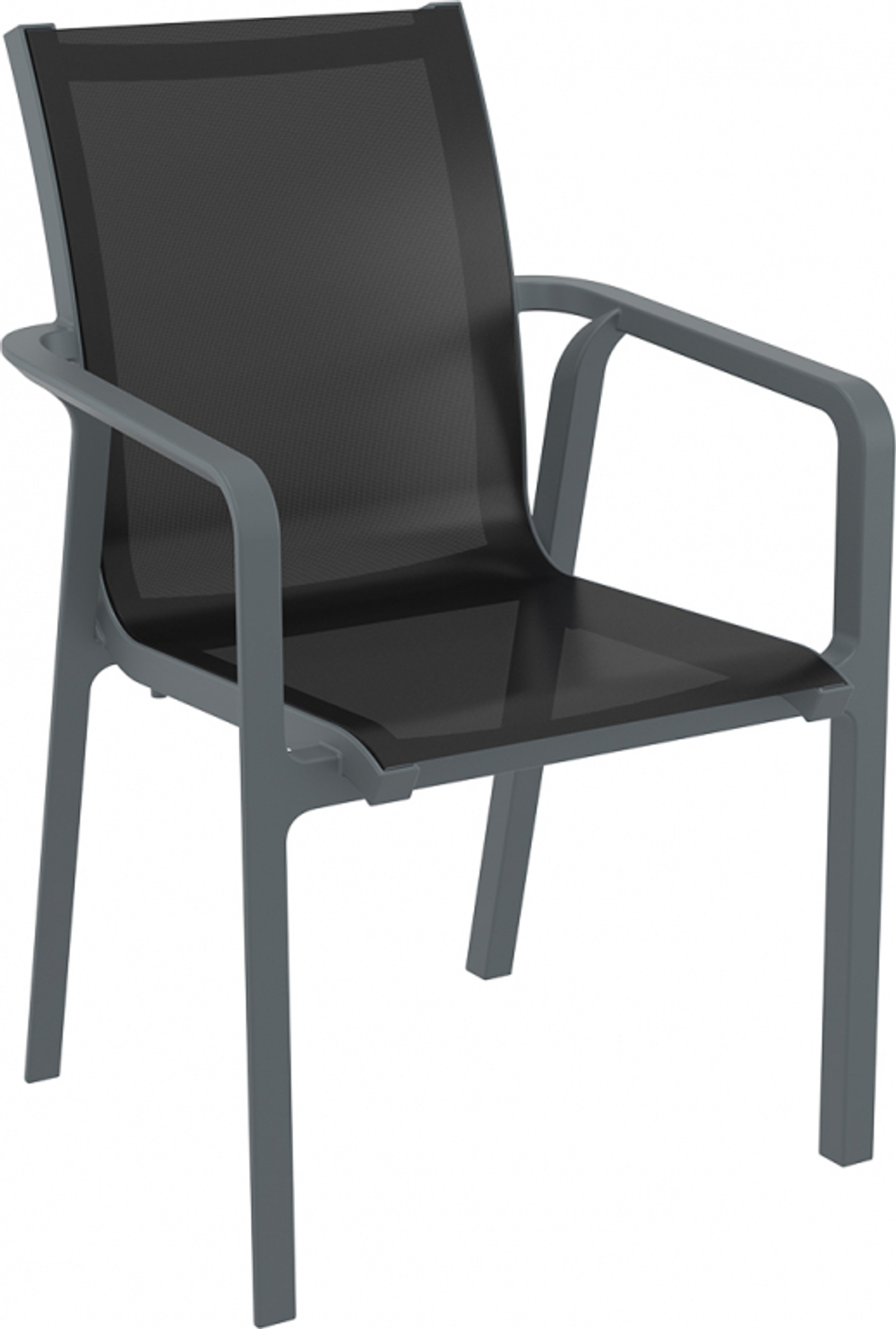Кресло пластиковое Siesta Contract Pacific, темно-серый, черный