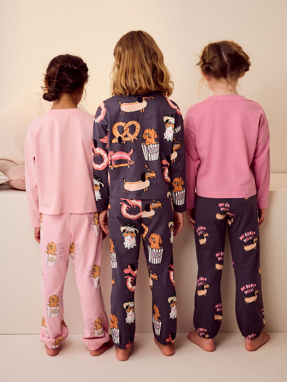 Пижама для девочки Next B75-482, 3 шт., Розовый, Темно-серый