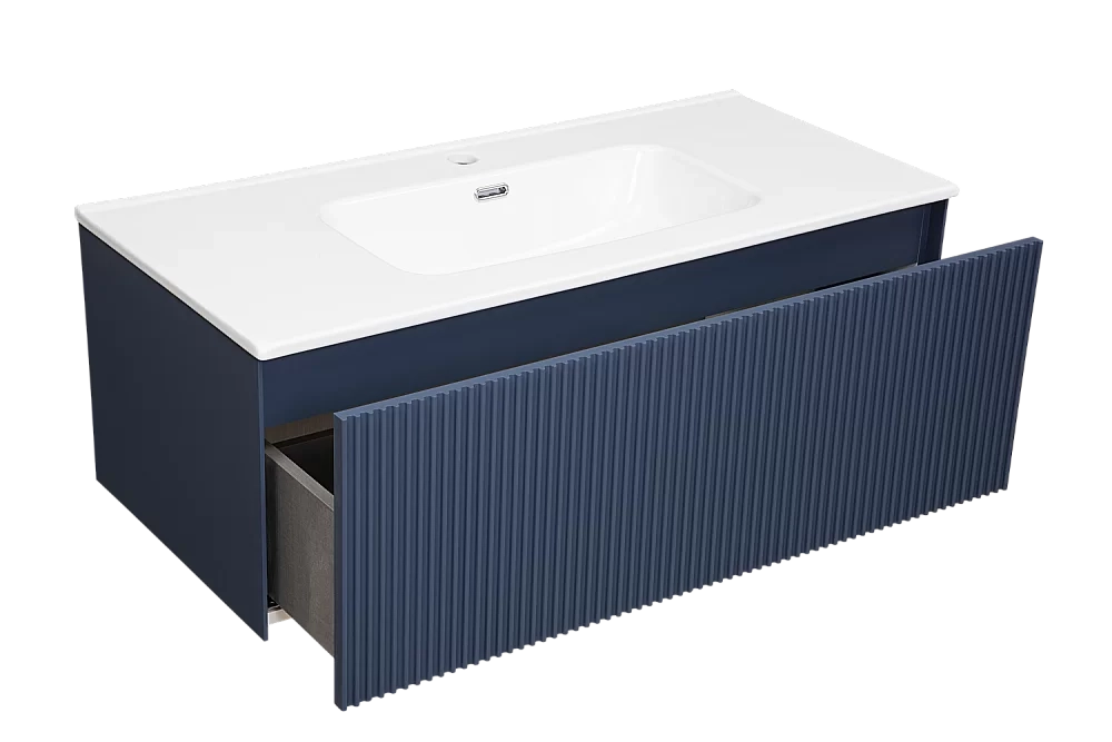 Тумба с раковиной LA FENICE TERRA Blu Grigio 100 синяя