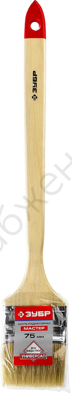 ЗУБР УНИВЕРСАЛ 75 мм, 3″ светлая натуральная щетина, деревянная ручка, Радиаторная кисть, МАСТЕР (01041-075)