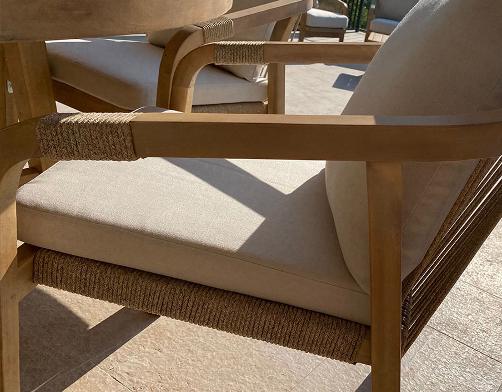 Кресло деревянное с подушками Tagliamento Ravona KD, натуральный, бежевый, HUC25690KD